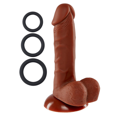 Cloud 9 Premium Silicone 8 Inch Dong with Three Cock Rings Dongs Realistic
