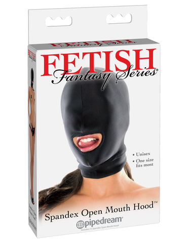 Fetish Fantasy Series Spandex Open Mouth Hood Black Hood > Bondage Gear > Bondage Hoods