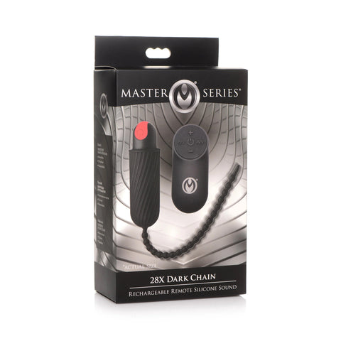 28x Dark Chain (Black) – Rechargeable Remote Silicone Sound Black Sounding Rods