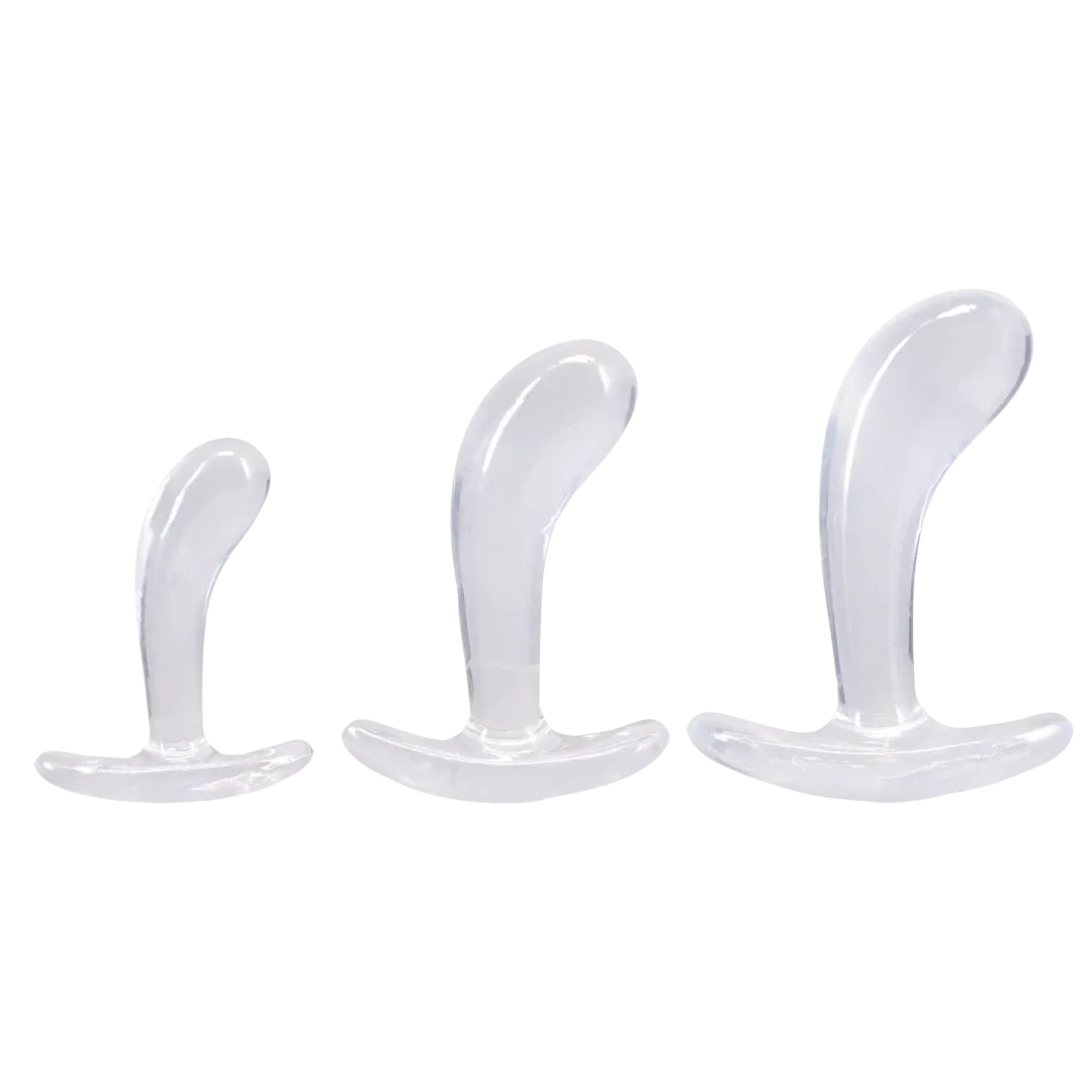Crystal Jellies Curved Anal Trainer Set Phthalate-Free Silicone 3 Sizes Anal Plug Set > Anal Range > Butt Plug Kits Main image