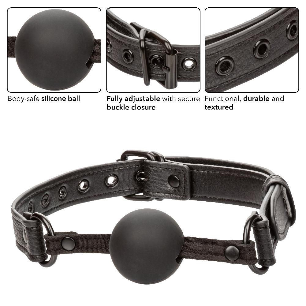 Nocturnal Collection Black Ball Gag Silicone Restraint Toy Gags