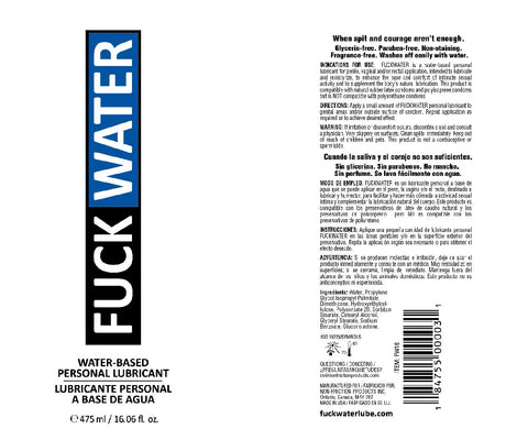 FuckWater Water-Based Lubricant – Premium Glycerin-Free 16 Fl Oz Lubricant > Lube > Water Based