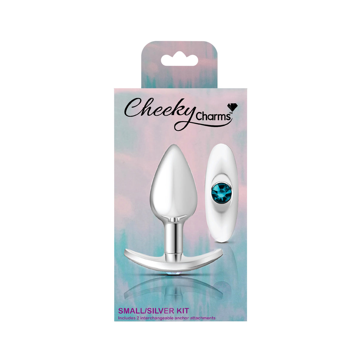 Cheeky Charms Silver Anchor Butt Plug with Clear and Teal Jewel Kit > Anal Range > Jewel Butt Plugs