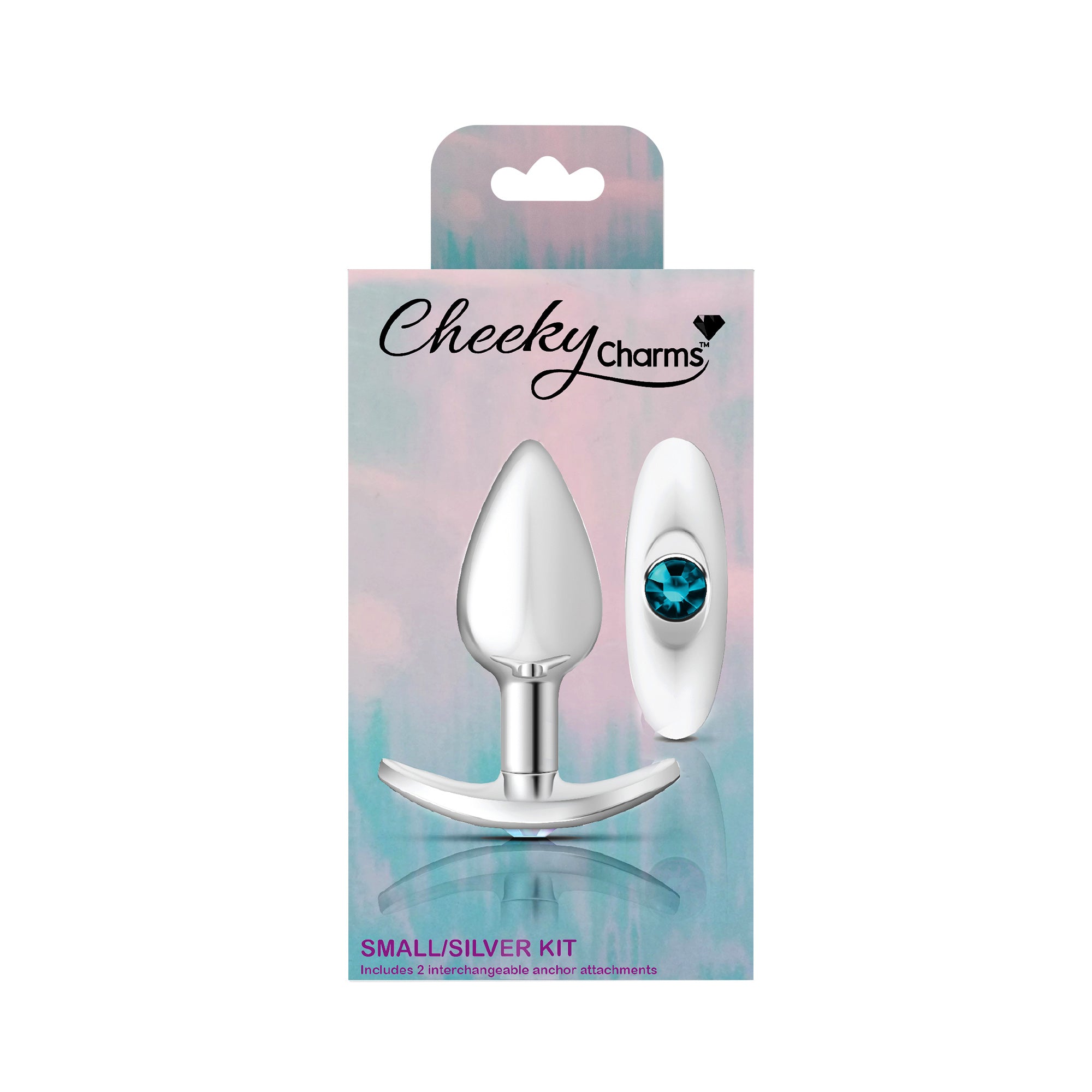 Cheeky Charms Silver Anchor Butt Plug with Clear and Teal Jewel Kit > Anal Range > Jewel Butt Plugs