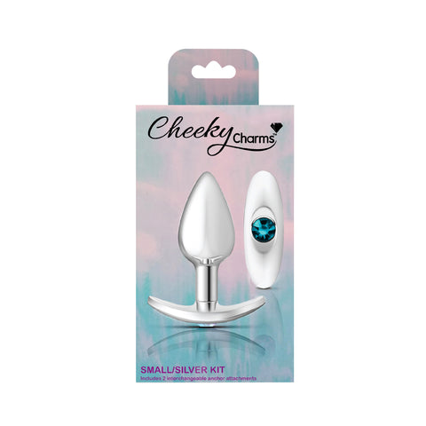 Cheeky Charms Silver Anchor Butt Plug with Clear and Teal Jewel Kit > Anal Range > Butt Plug Kits