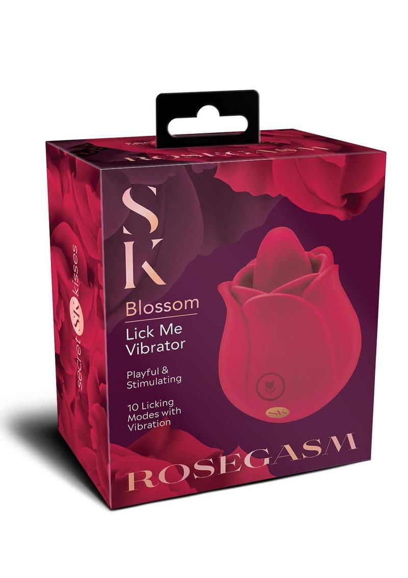 Rose Blossom Licker Tongue Vibrator with 10 Modes Red Silicone Rose Stimulators