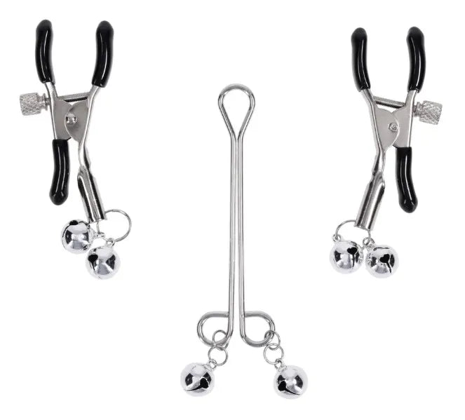 Shadow Bell Adjustable Nipple Clamps with Silver Bells – Nipple Jewelry > Sex Toys > Nipple Clamps Main image