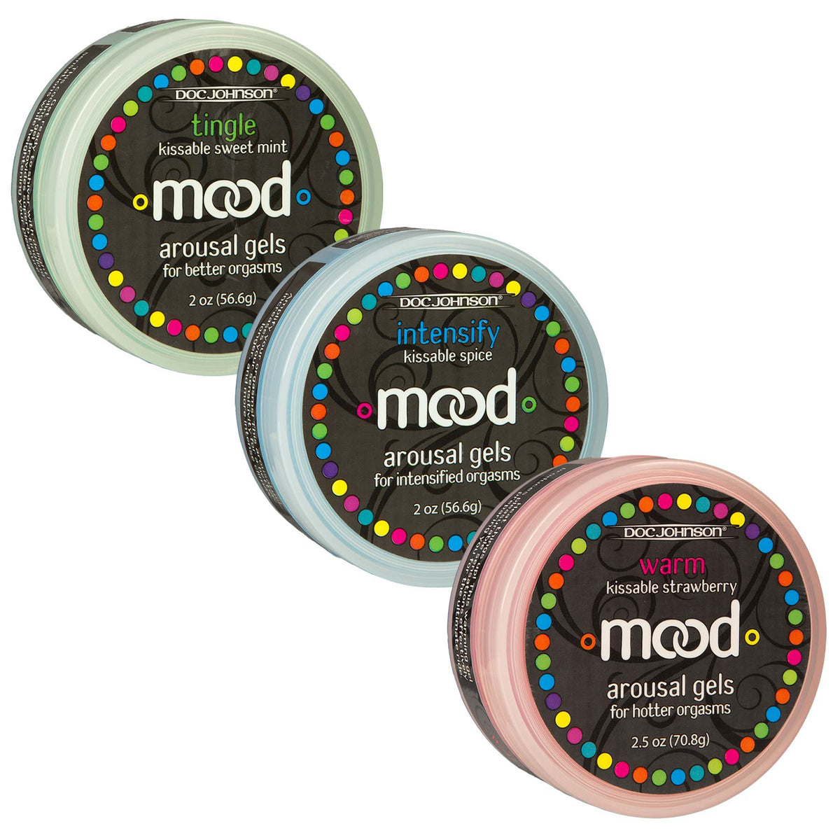 Doc Johnson Mood Arousal Gels 3-Pack – Warm, Tingle, Intensify Arousal Gels > Essentials > Massage Gift Set