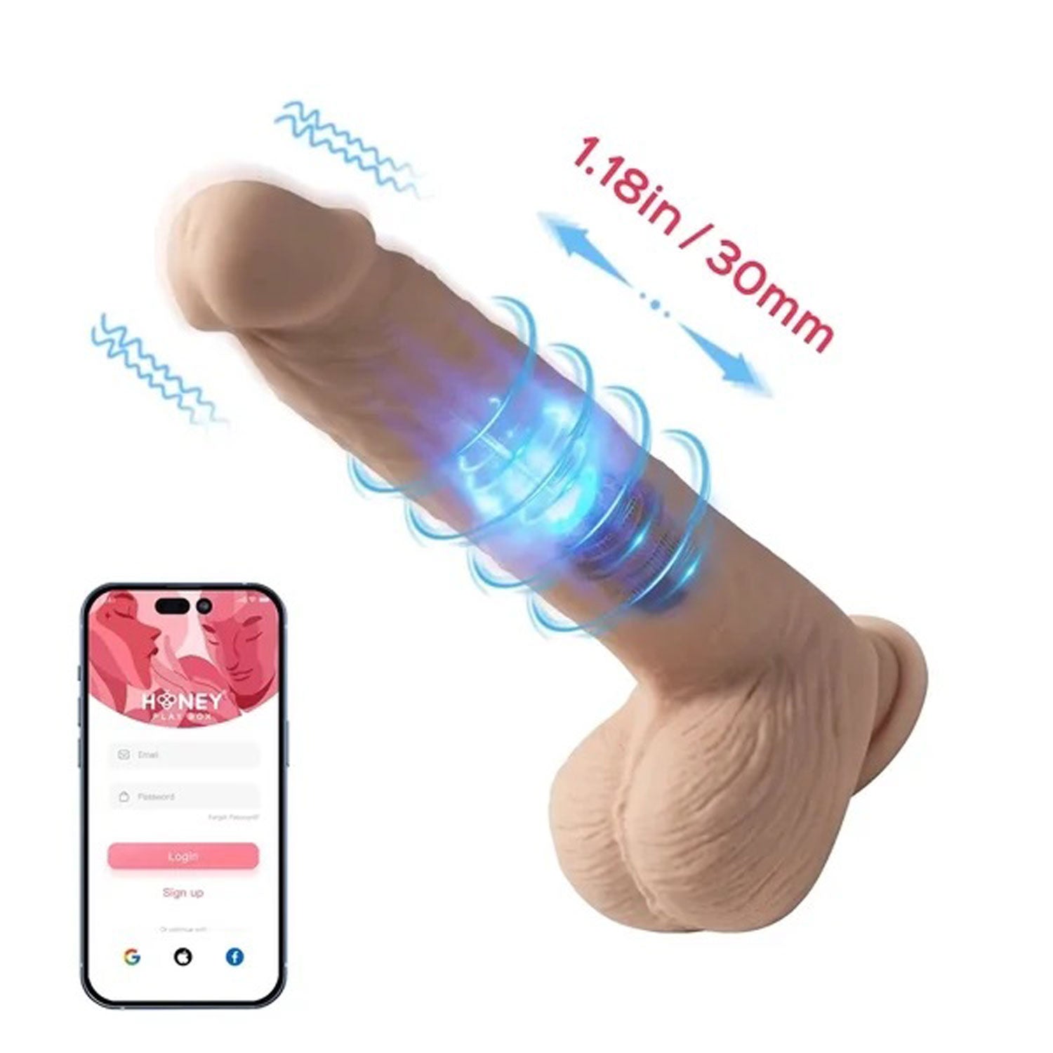 Kenzo App Controlled 9.5 Inch Large Realistic Thrusting Dildo Dongs Realistic