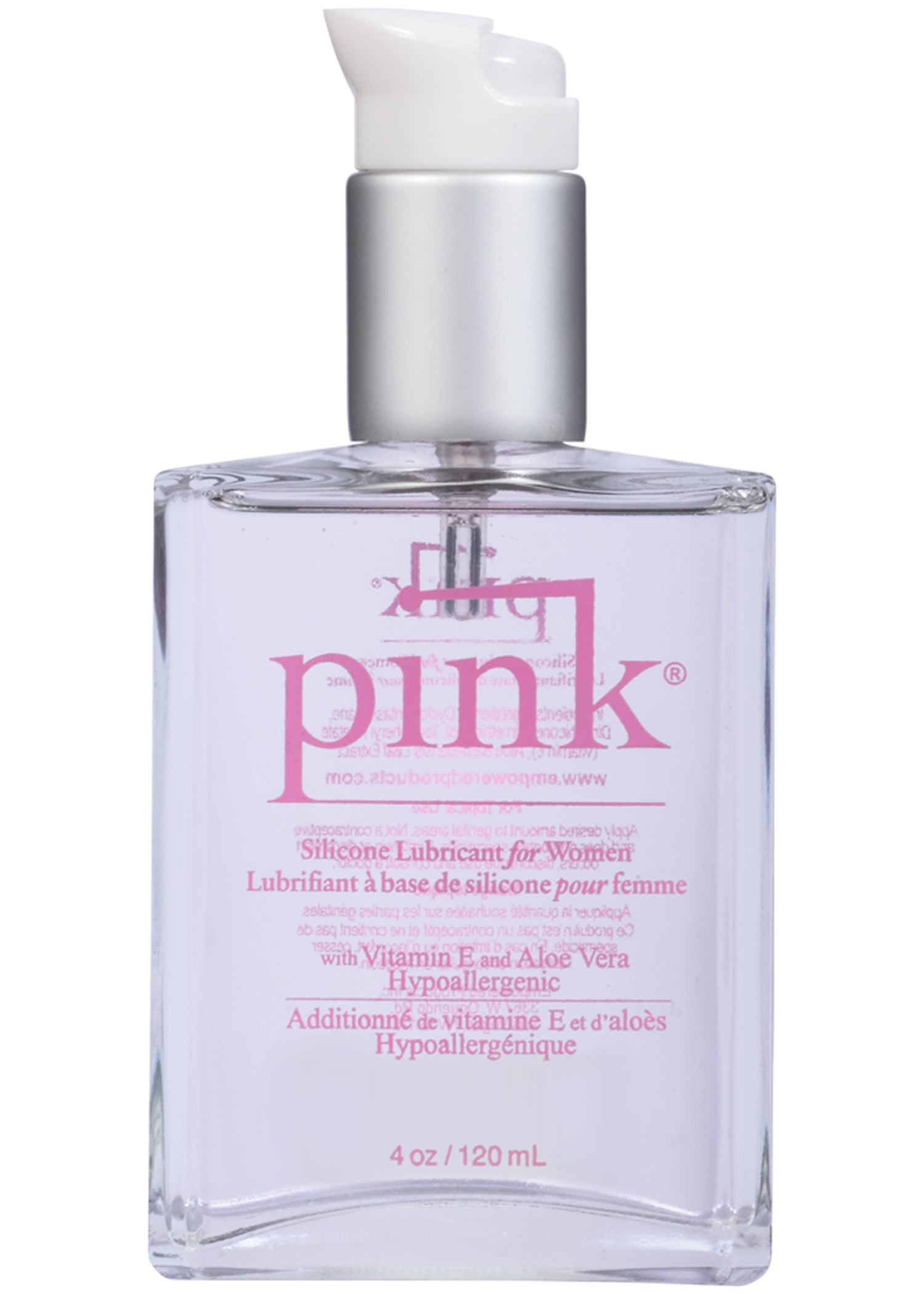 Pink Silicone Lubricant 4oz Long-Lasting Moisturizing Formula Glass Bottle Secondary image