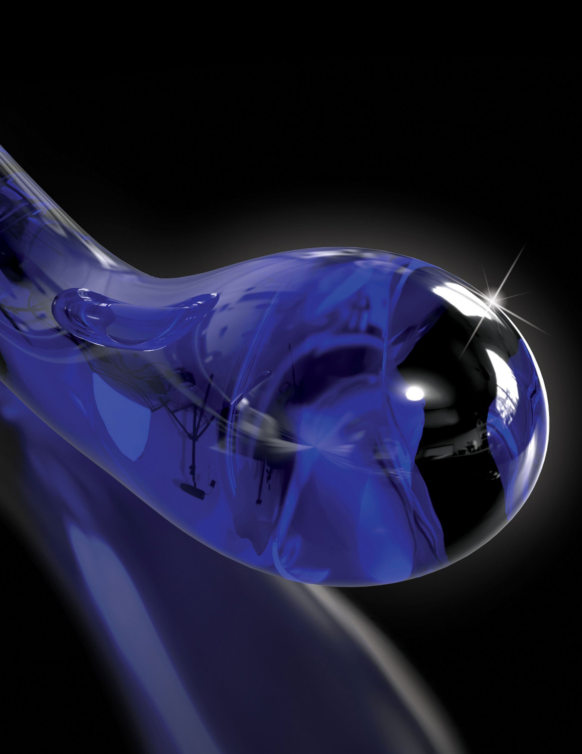 Icicles Blue Glass Massager with Silicone Suction Cup DONGS Glass
