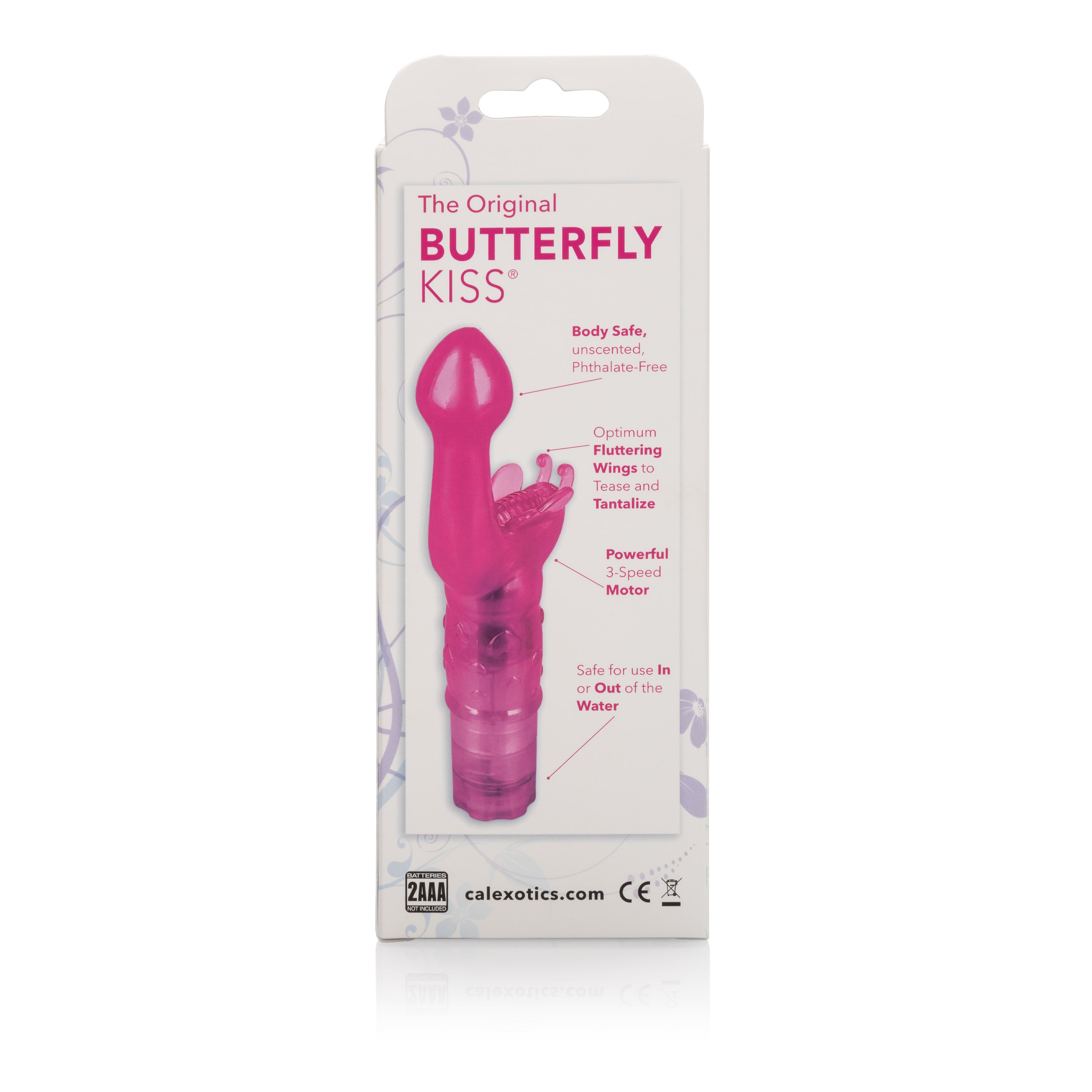 The Original Butterfly Kiss Pink Curvy Multi-Speed G-Spot and Clitoral Massager 2.75 Inch VIBRATORS-RABBIT