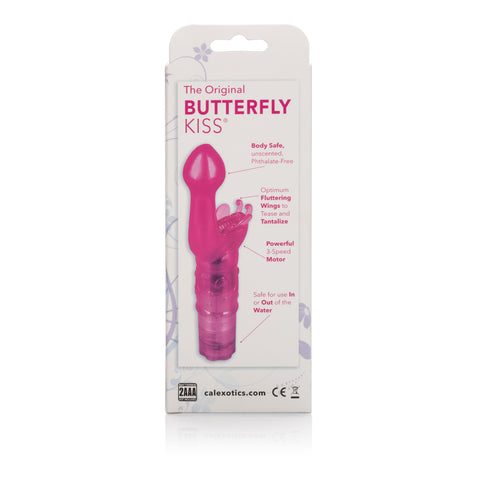 The Original Butterfly Kiss Pink Curvy Multi-Speed G-Spot and Clitoral Massager 2.75 Inch VIBRATORS-RABBIT