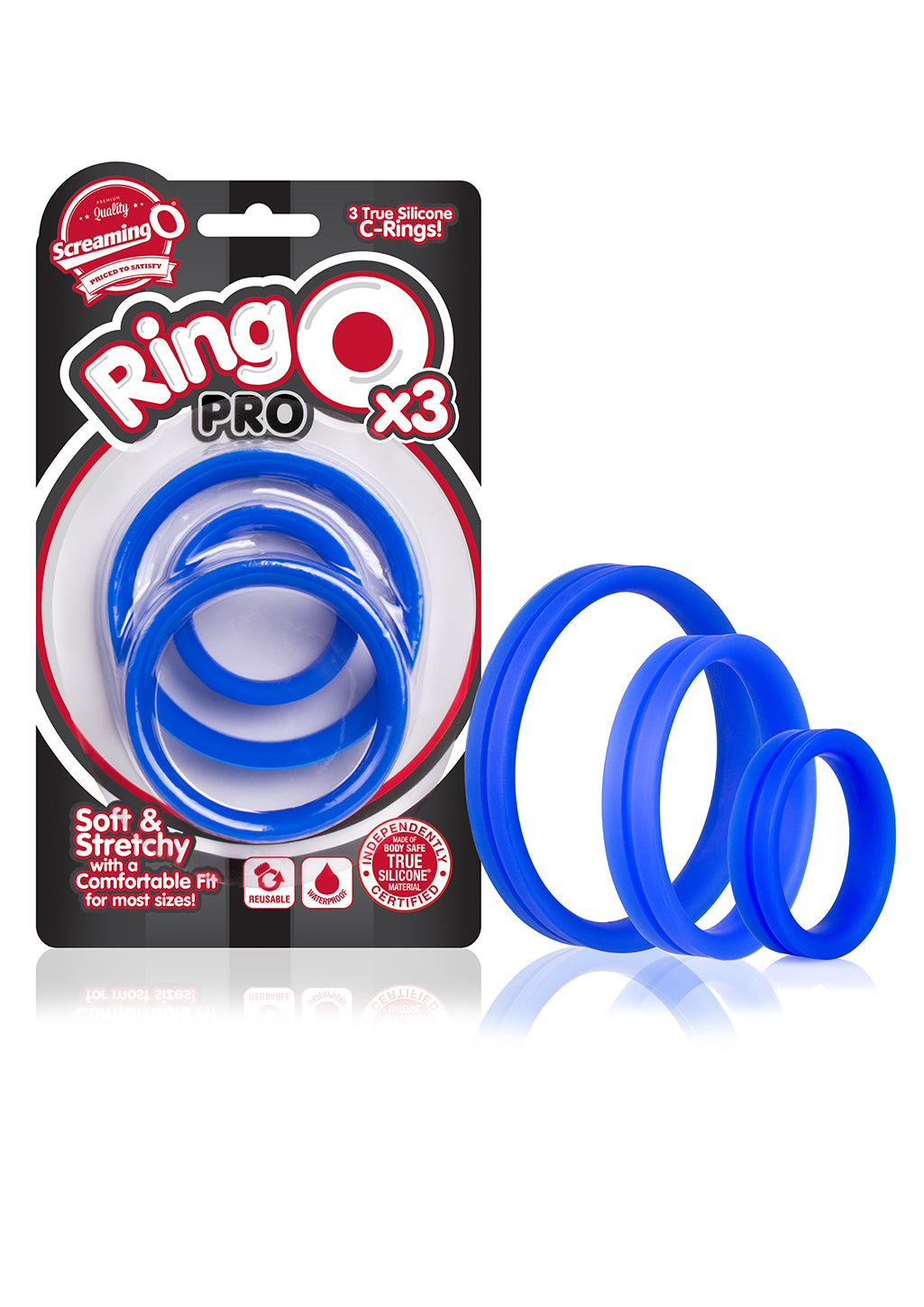 RingO Pro X3 – Durable True Silicone Cock Ring Set with Three Sizes (1.25-2.25 inch diameter) > Cock Ring > Sets