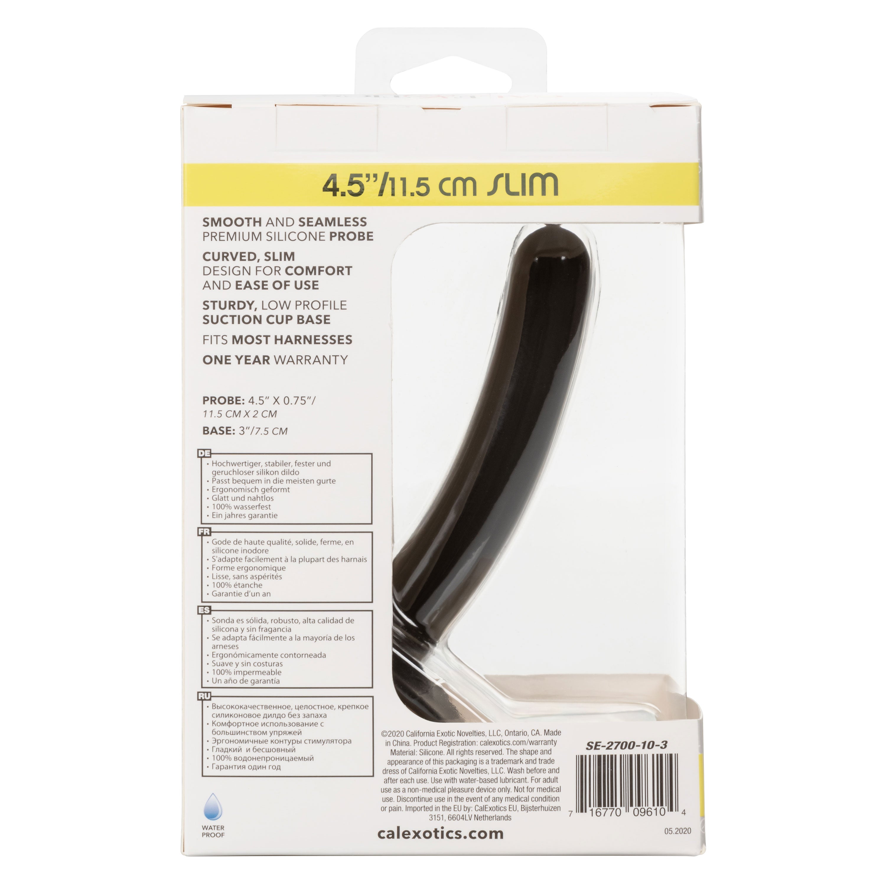 Boundless 4.5"/11.5cm Slim Probe in Black with Suction Cup Base > Dildos > Neutral Dildos