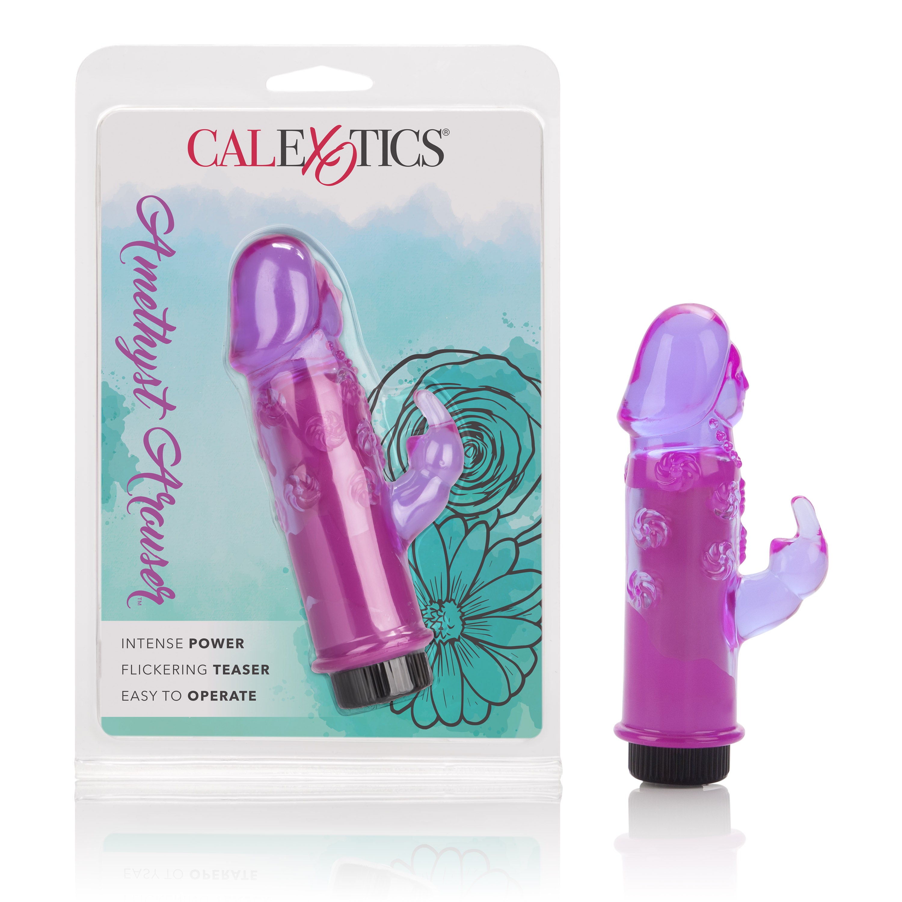 Amethyst Dual Tongued Arouser Vibrator with Single Speed Control VIBRATORS-RABBIT
