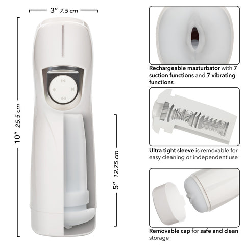 Optimum Power Lifelike Pulsar Stroker Rechargeable White Male Masturbator with Vibration and Suction Functions Strokers - Auto