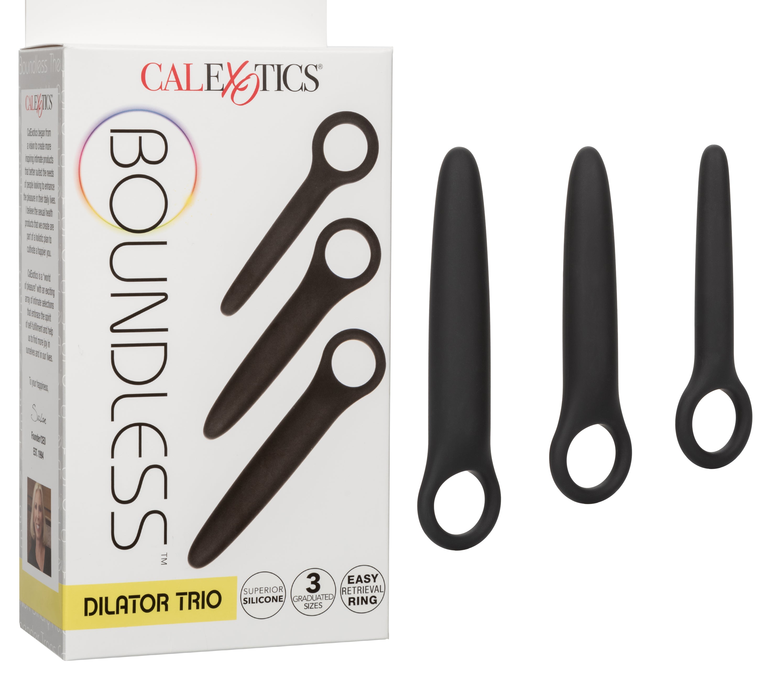 Boundless Dilator Trio Black Silicone Set with Three Graduated Sizes and Easy Finger Loop Dilators