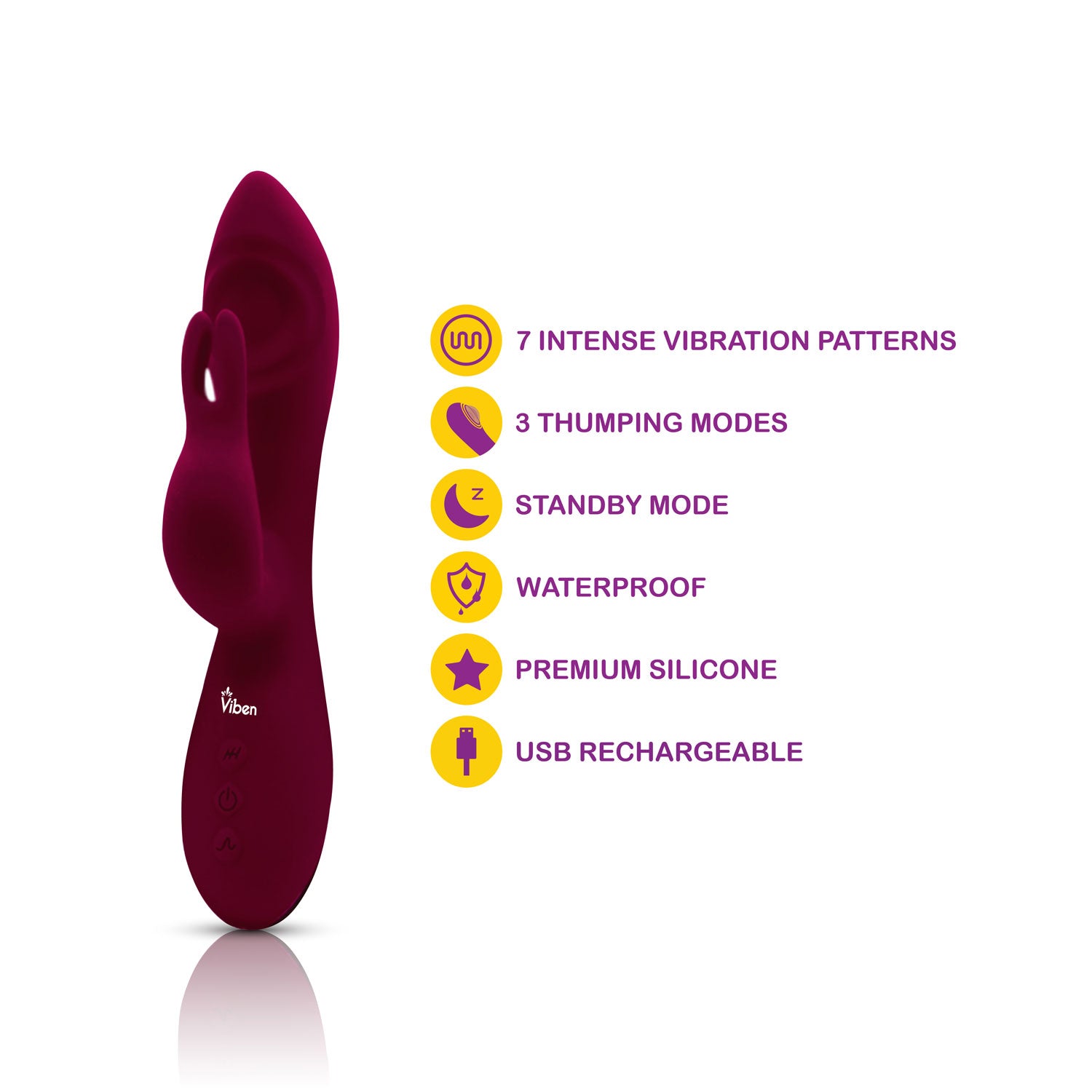 Viben Pzazz Rechargeable Thumping Rabbit Ruby VIBRATORS-RABBIT