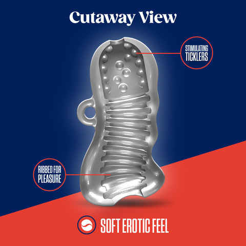 Rize Squeezy (Clear) – Textured Male Masturbator Sleeve Clear Strokers - Manual