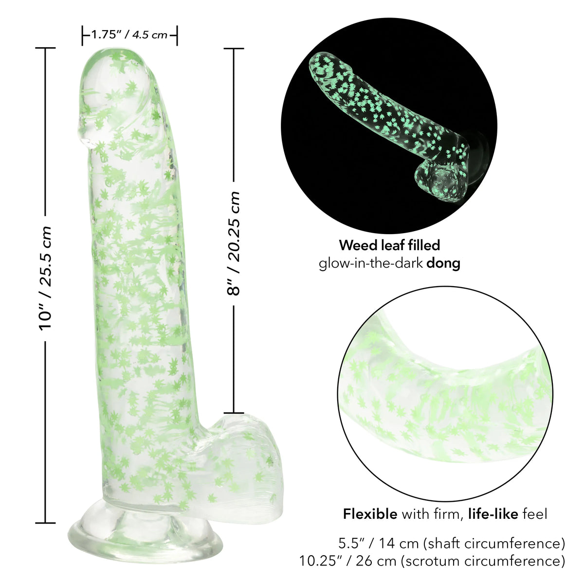 Naughty Bits I Leaf Dick – Glow-in-the-Dark 8 Inch Dildo > Dildos > Realistic Dildos
