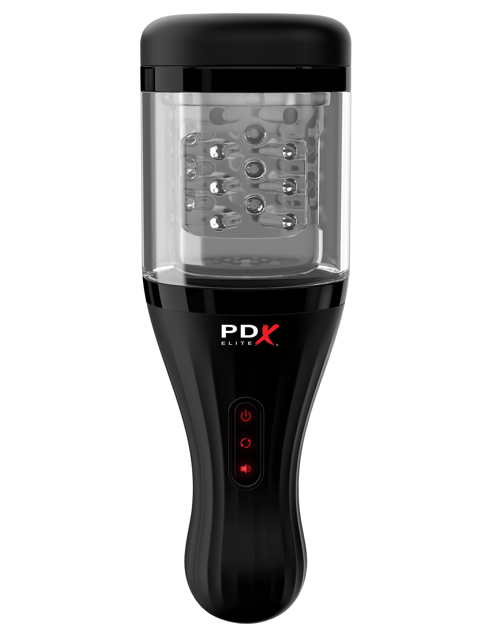 PDX Elite Talk Dirty Rotobator 24.1cm USB Rechargeable Masturbator Clear Strokers - Auto