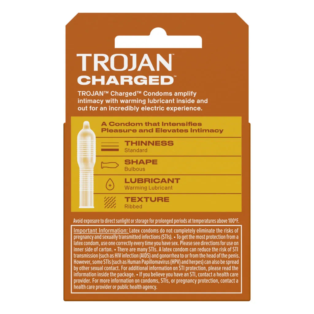 Trojan Intensified Charged Orgasmic Pleasure Condoms - 3 Pack > Essentials > Condoms