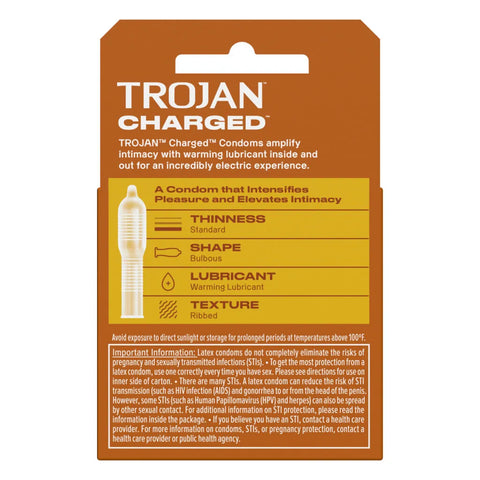 Trojan Intensified Charged Orgasmic Pleasure Condoms - 3 Pack > Essentials > Condoms