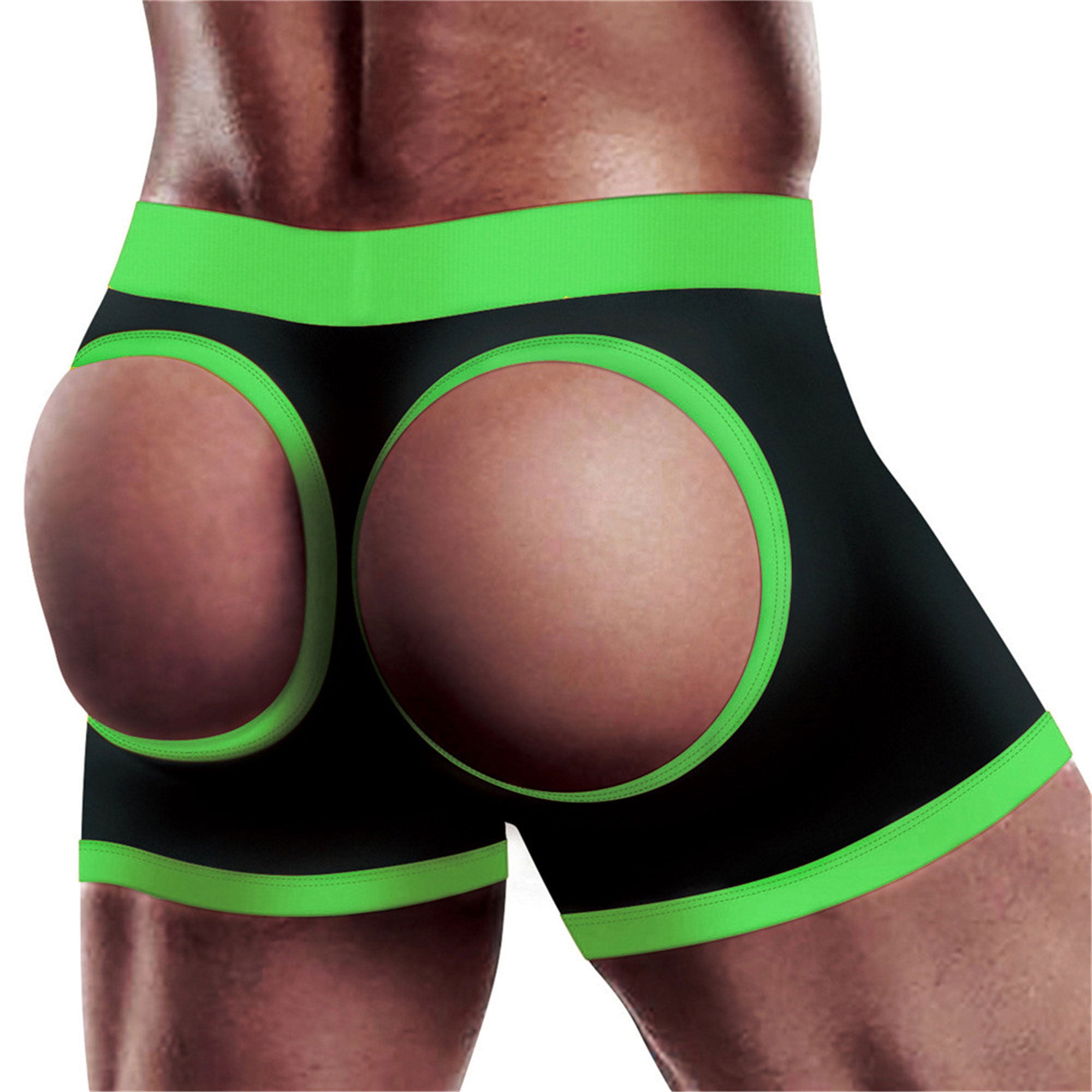 M/L Strap-On Boxer Shorts (Black/Green) – Comfortable Strap-On Harness Underwear > Dildos > Strap On Harnesses