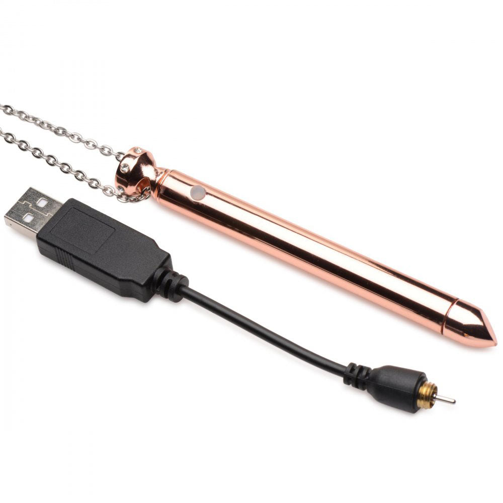 Rose Gold Vibrating Necklace with 7 Vibration Patterns Erotic Toy BULLETS