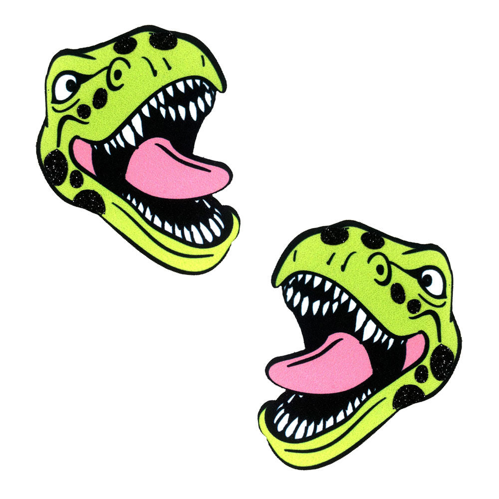 Sexy T-Rexy Dino Glitter Nipztix Breast Pasties for Adults Green Pasties