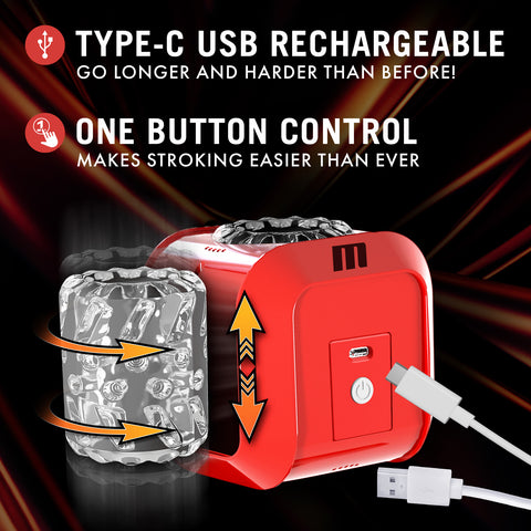 M for Men Slambox Male Masturbator with 7 Rotation Modes Red Strokers - Auto