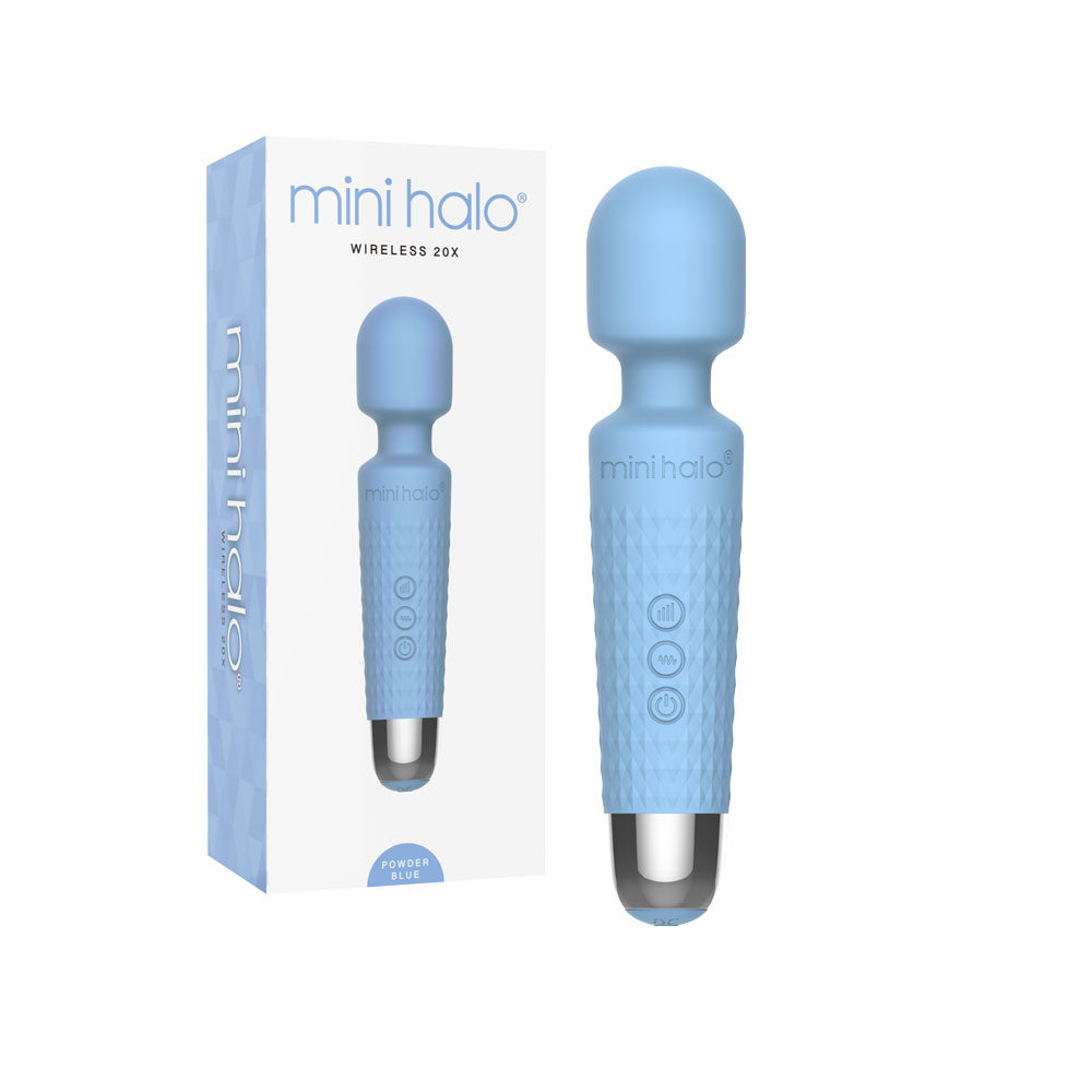 Shibari Mini Wand Halo (Powder Blue) – Powerful Wand Massager with 20 Vibration Patterns and Bendable Neck > Sex Toys > Mini Massagers