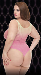 Rosy Sunset Lace And Fishnet Bodysuit > Clothes > Bodies and Playsuits