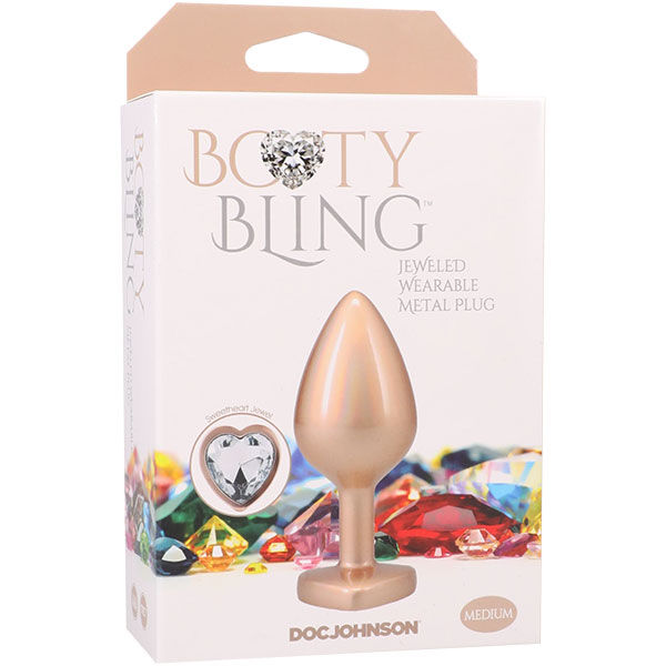 Booty Bling 3.25 Inch Metal Heart Plug (Gold) – Medium Metal Butt Plug Gold > Anal Range > Jewel Butt Plugs