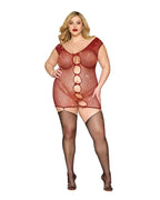 Red One Size Garter Slip Lingerie Nylon Spandex Queen Fit > Clothes > Plus Size Lingerie