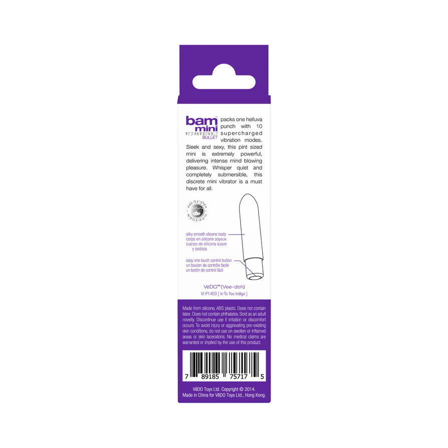 Bam Mini Rechargeable Bullet Vibrator Compact Cordless Pocket-Sized Personal Massager > Vibrators > Mini Vibrators