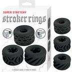 Super Stretchy Textured Silicone Stroker Rings Set – Stretchy Cock Rings Black > Cock Ring > Sets