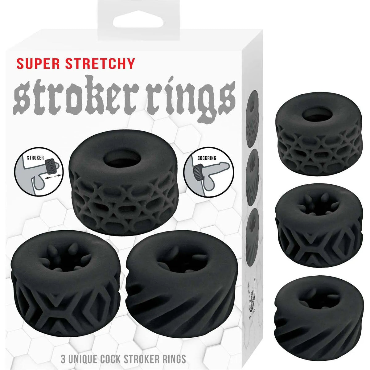 Super Stretchy Textured Silicone Stroker Rings Set – Stretchy Cock Rings Black > Cock Ring > Sets
