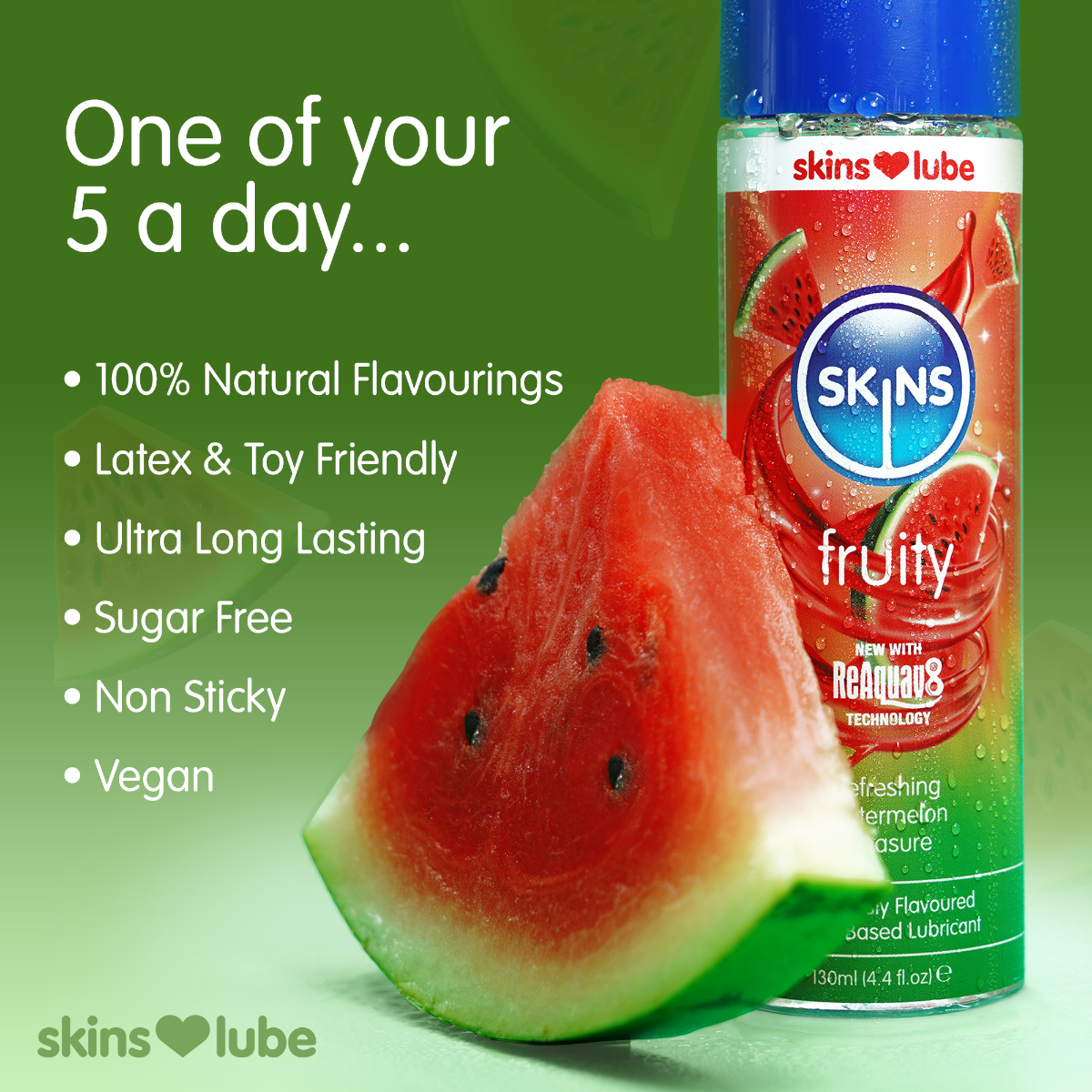 Skins Watermelon Water-Based Lubricant 4.4 Fl Oz Enhanced Oral Play Gel > Lube > Flavoured