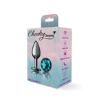 Cheeky Charms Gunmetal Round Butt Plug With Teal Jewel Small (6.78cm) > Anal Range > Jewel Butt Plugs