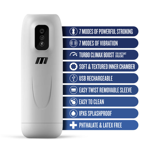 M for Men Robo-Bator White Vibrating Male Masturbator Toy Strokers - Auto