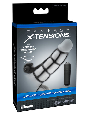 Deluxe Silicone Power Cage Erection Enhancer in Black Black Cages