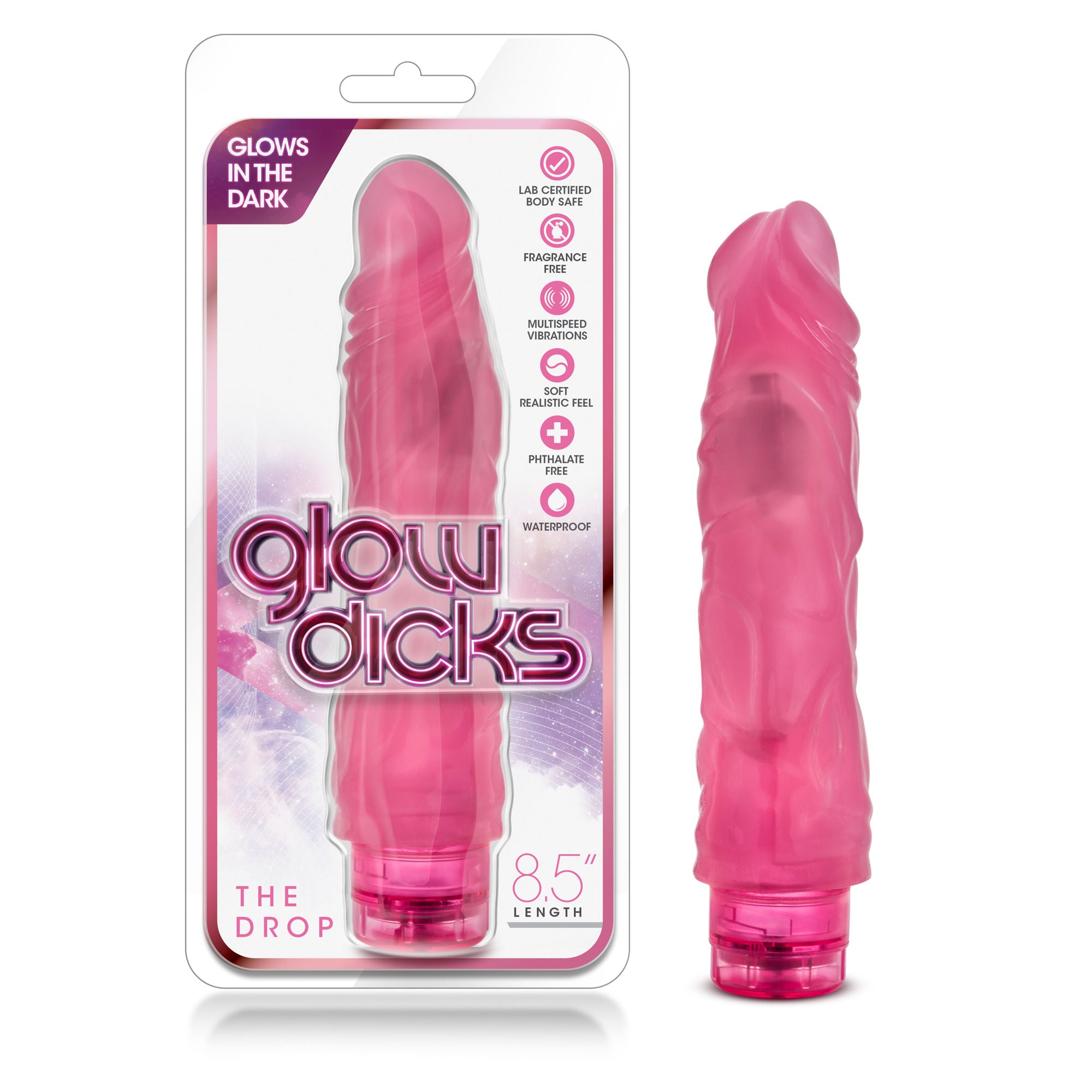 Blush Glow Dildo Pink 8 Inch Realistic Vibrator with Nubs Vibrators