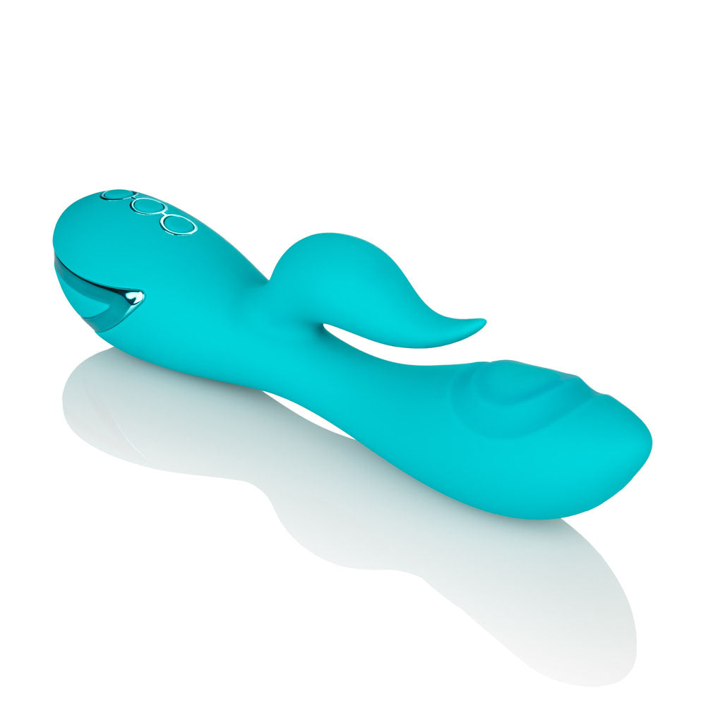 California Dreaming Santa Monica Starlet Teal Massager with 10 Vibration Functions and 3 Thumping Speeds, USB Rechargeable, Ergonomic G-Spot Design VIBRATORS-RABBIT