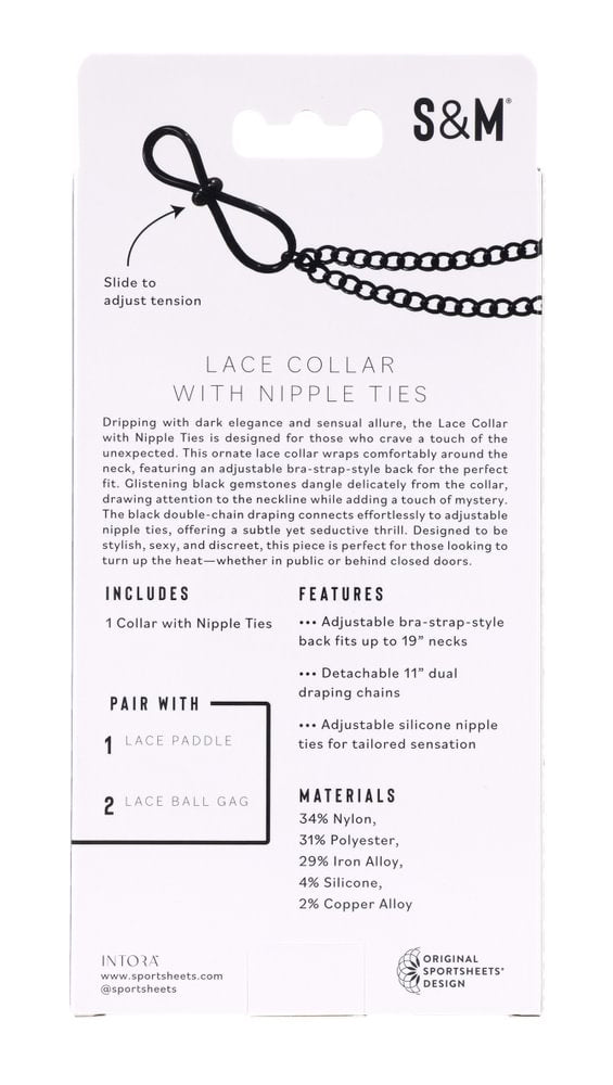Lace Collar Choker with Adjustable Nipple Ties Black > Clothes > Body Jewellery (Non Piercing)