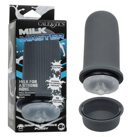 Milk Master Grip-N-Stroke (Grey) – Rechargeable Vibrating Masturbator > Sex Toys For Men > Masturbators > Vibrating