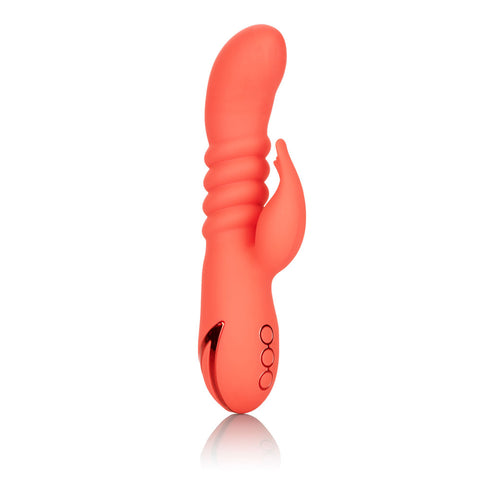California Dreaming Orange County Cutie Red Ergonomic Dual Action Massager with Thrusting and Vibrations