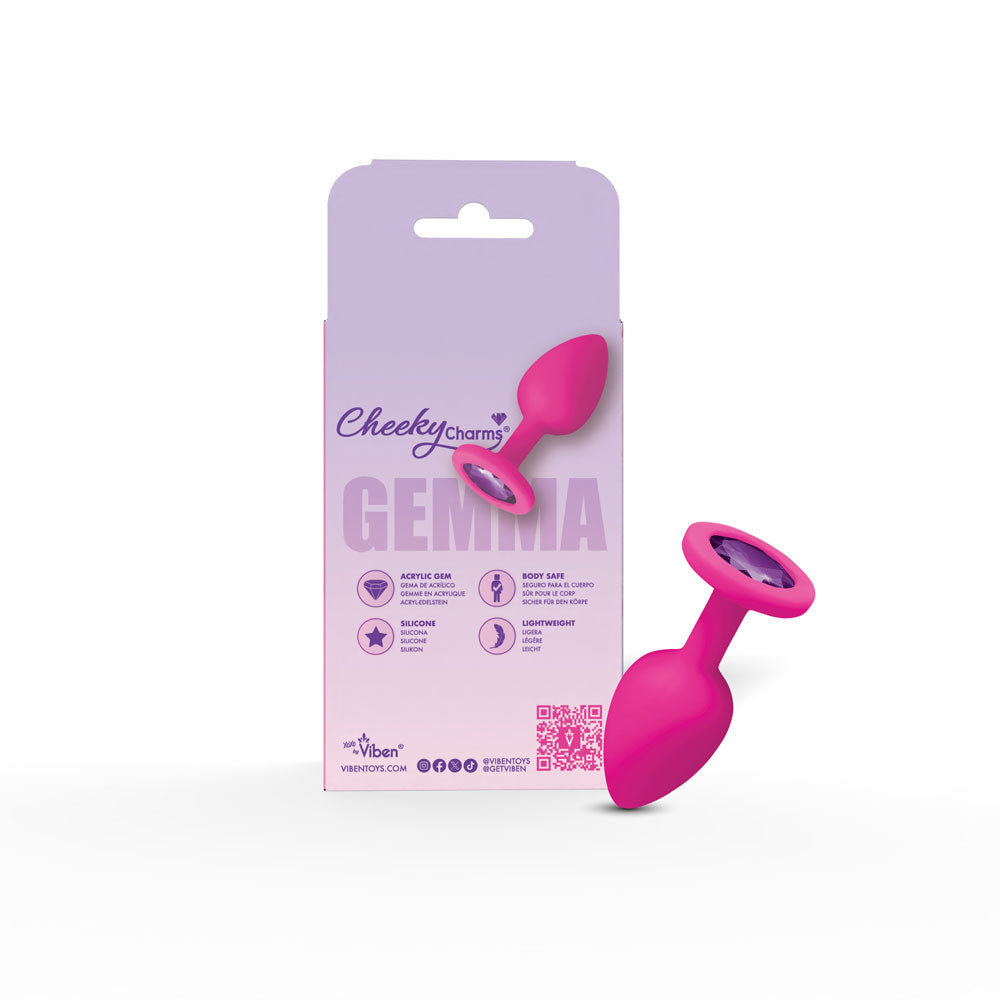 Cheeky Charms Gemma 2.74 Inch (Purple Gem Pink) – Small Silicone Butt Plug > Anal Range > Jewel Butt Plugs
