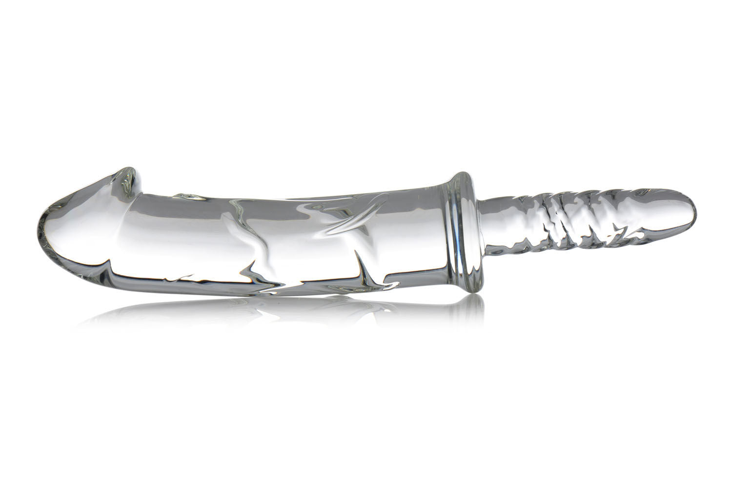 Battle Rammer Glass Thruster Dildo With Veiny Shaft Design Clear > Sex Toys > Glass